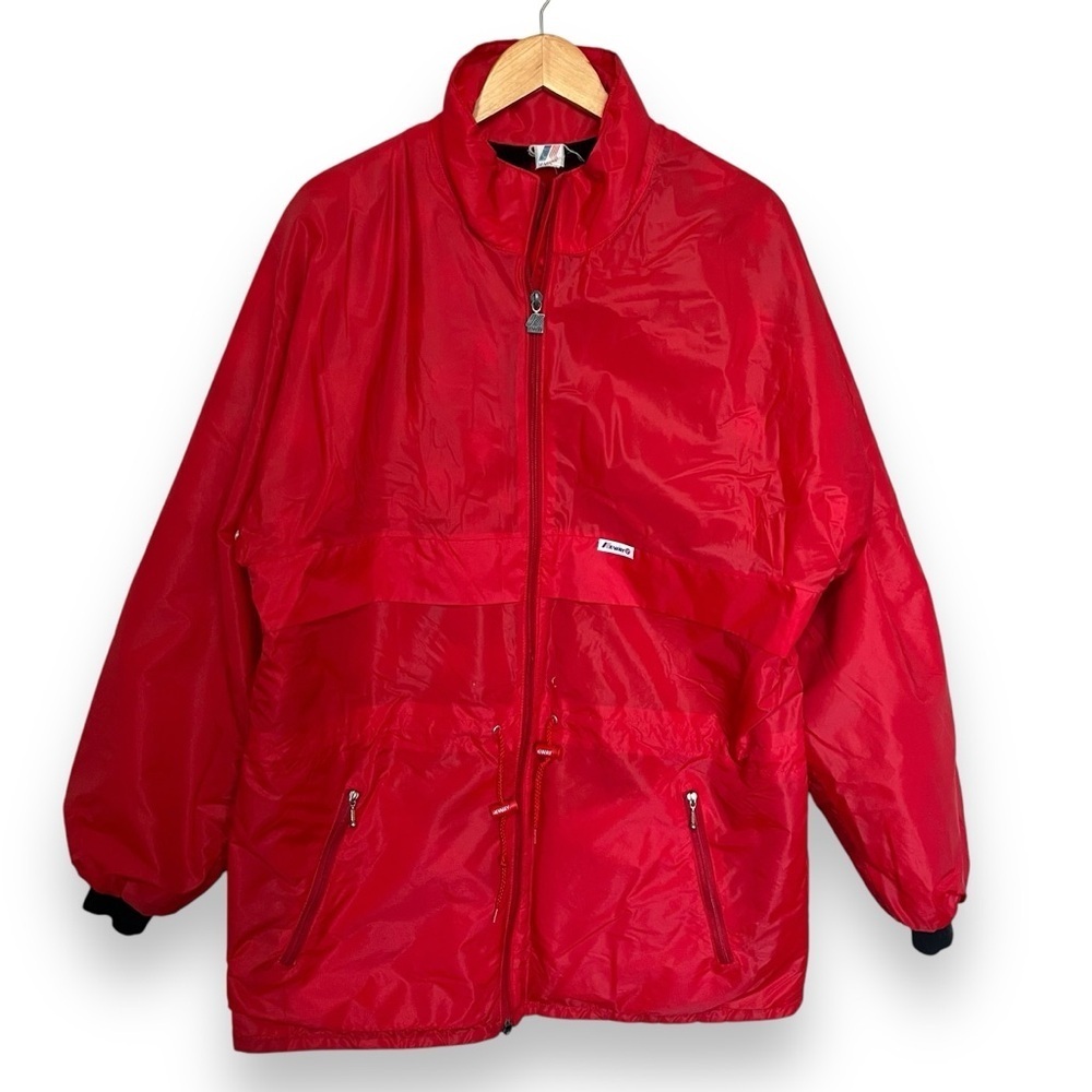 Vintage K-Way Red Fleece Lined Buffalo Plaid Cabincore Jacket Size Unisex 10 XL